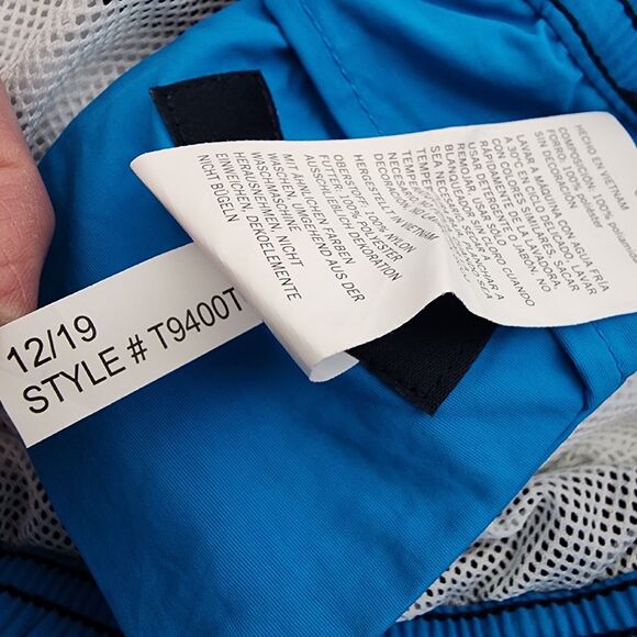 Nautica Men Swim Short Trunks Large Quick Dry Performance Blue Colorblock Pocket - Picture 9 of 9